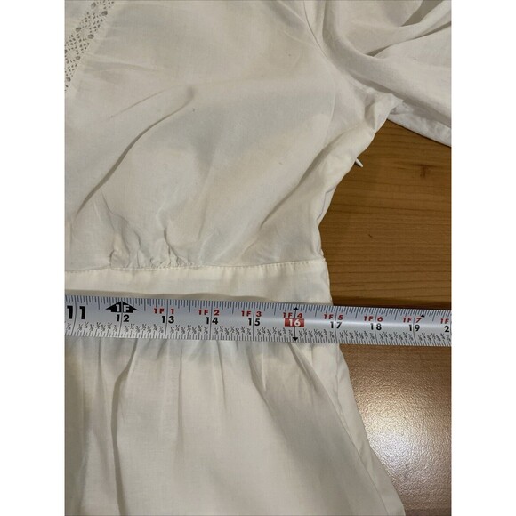 J Crew White Crochet V-Neck Pleated Cottage‎ Core Lined Dress - Size S - Picture 15 of 16